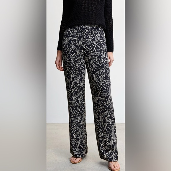 Mango Black and White Patterned Women's Trousers - Picture 3 of 11